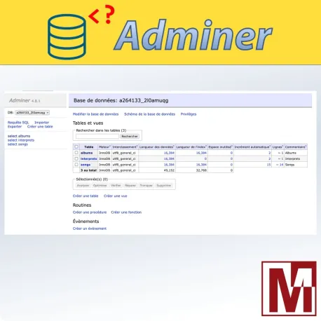 Adminer for PrestaShop, Database Manager